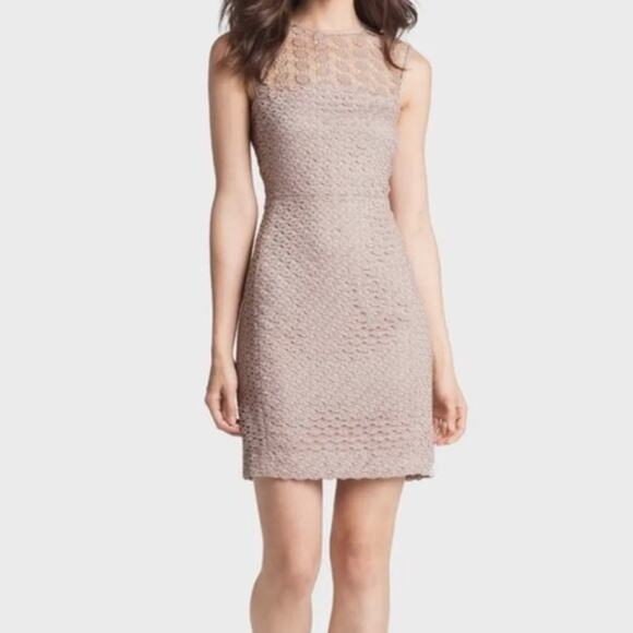 Diane von Furstenberg DVF Blush Pink Lace Overlay Sleeveless Sheath Dress - Picture 2 of 11